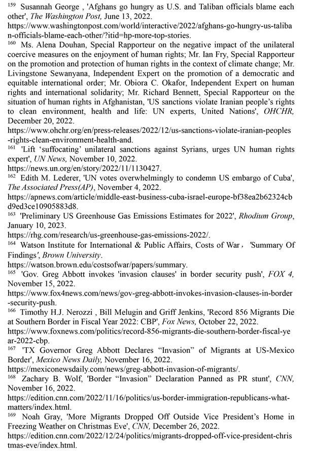 （圖表）［2022年美國(guó)侵犯人權(quán)報(bào)告］《2022年美國(guó)侵犯人權(quán)報(bào)告》注釋（13）