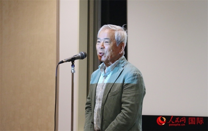 展覽名譽顧問、日本前文化廳長官青柳正規(guī)致辭。（人民網(wǎng) 許可攝）
