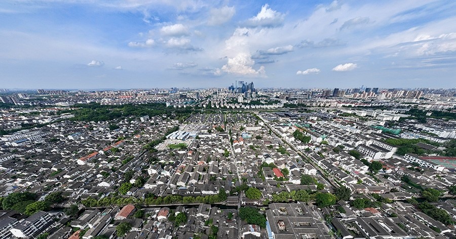 2023年7月3日拍攝的蘇州平江歷史文化街區(qū)（無人機(jī)照片）。新華社記者 李博 攝