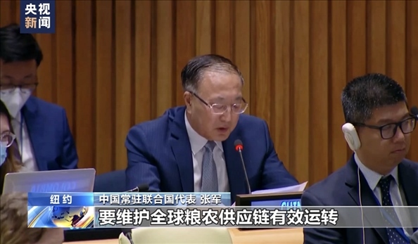 △2022年7月，第76屆聯(lián)合國大會舉行高級別特別會議?！叭虬l(fā)展倡議之友小組”就糧食安全問題闡述小組成員共同立場。