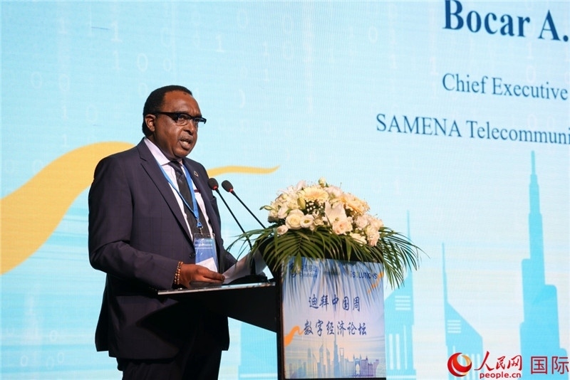 SAMENA電信協(xié)會首席執(zhí)行官博卡爾致辭。人民網(wǎng)記者任皓宇攝