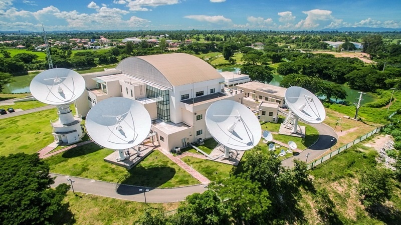 2016年8月1日拍攝的老撾首都萬象的老撾一號通信衛(wèi)星地面站全景。