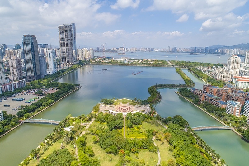 2021年5月15日，廈門，航拍筼筜湖，景色優(yōu)美。