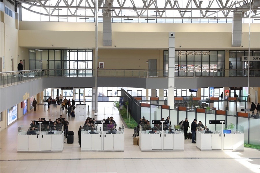 3月24日，扎門烏德口岸通關(guān)現(xiàn)場。駐蒙古使館供圖