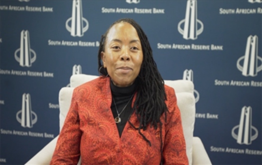 南非儲備銀行副行長、審慎監(jiān)管局首席執(zhí)行官芬迪?查齊巴納視頻發(fā)言。（中國建設(shè)銀行約翰內(nèi)斯堡分行供圖）