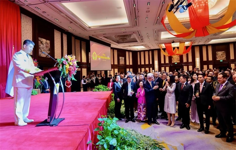 以上圖片均由使館提供，內(nèi)容說明：駐泰使館舉行慶祝建軍97周年招待會現(xiàn)場。