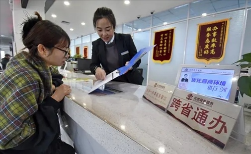 2024年3月25日，北京大興區(qū)，工作人員為群眾辦理跨省政務(wù)事宜。