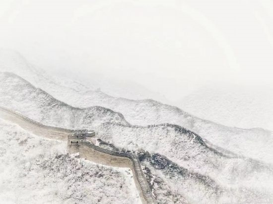 朱銳拍攝的長城雪景。（受訪者供圖）