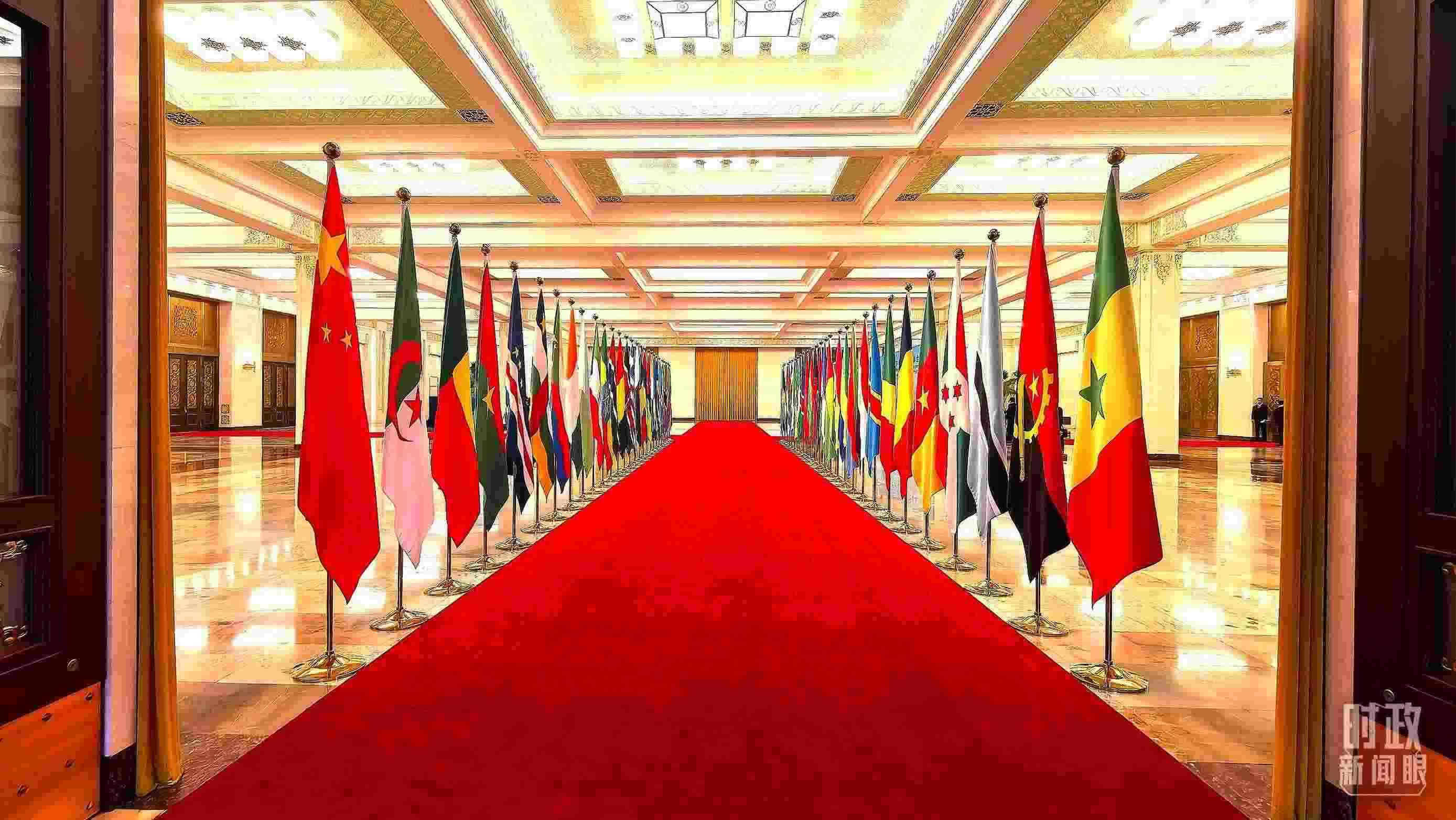  △人民大會(huì)堂內(nèi)的旗陣。（總臺(tái)央視記者馬超拍攝）