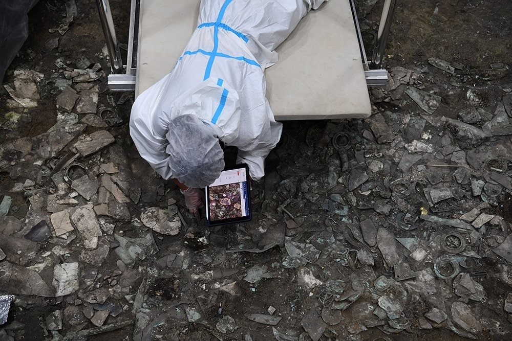 2022年6月28日，四川德陽，三星堆7號祭祀坑發(fā)掘現(xiàn)場。