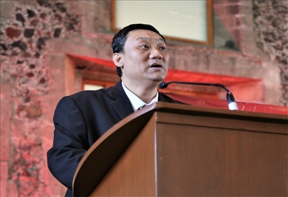 拉美分社負責(zé)人苗野主持慶?；顒?。主辦方供圖