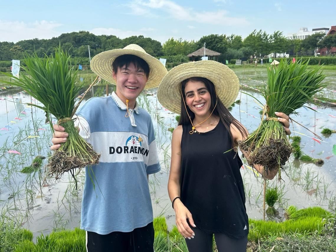 卡友琪在插秧。受訪者供圖