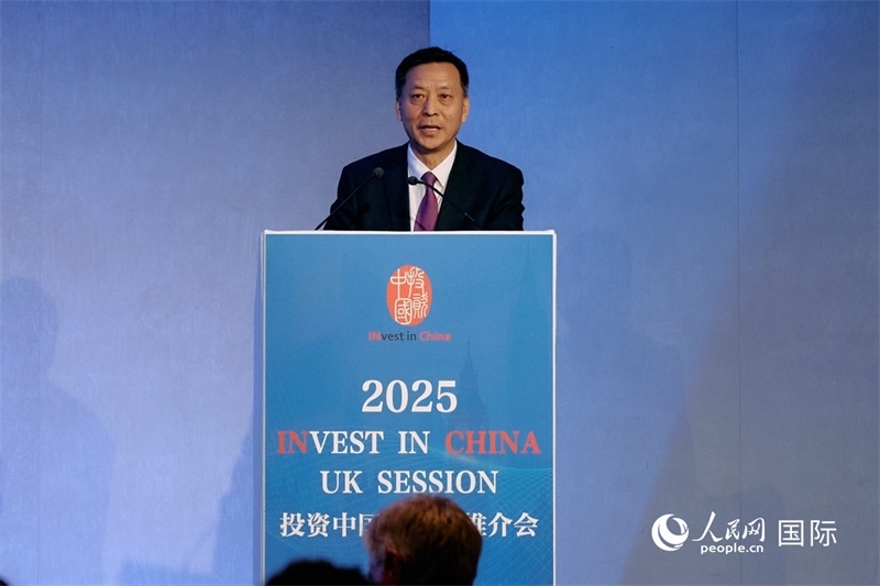 中國駐英國大使館經(jīng)濟(jì)商務(wù)公使余本林發(fā)表致辭。楊浩鵬攝