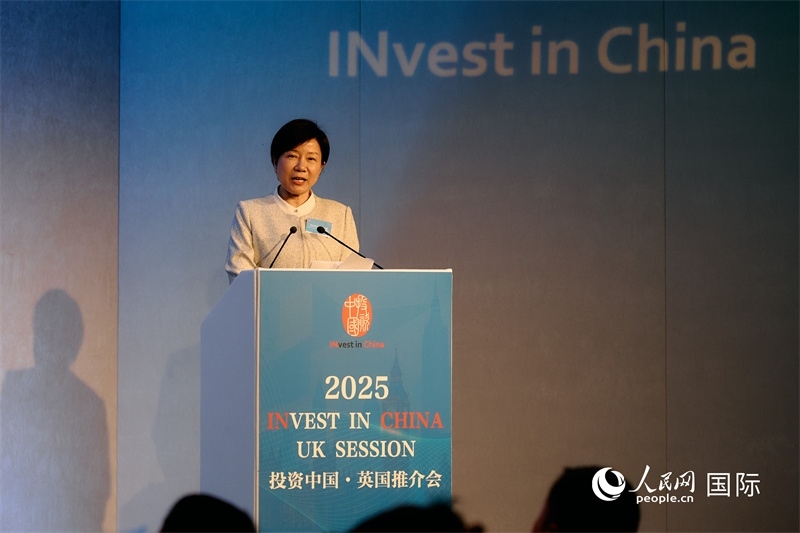 湖南省商務(wù)廳廳長龍小紅做商務(wù)工作情況推介。楊浩鵬攝。