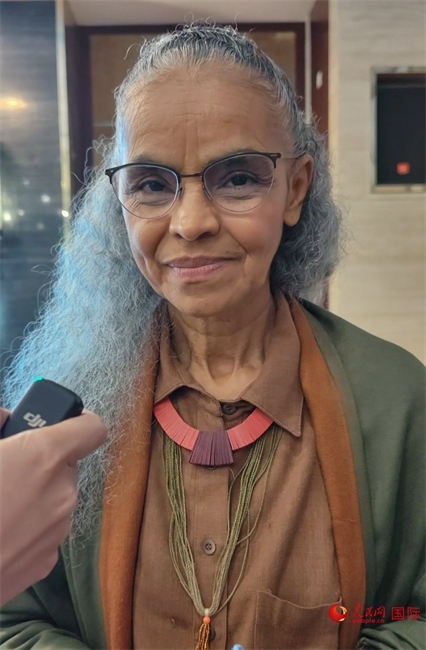 巴西環(huán)境與氣候部部長瑪麗娜·席爾瓦接受人民網(wǎng)采訪。人民網(wǎng)記者 符園園攝